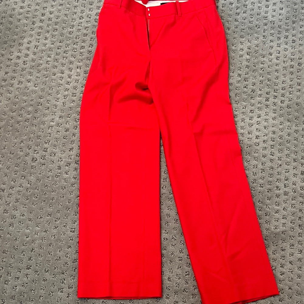J. Crew Bold Red Belted Trousers
